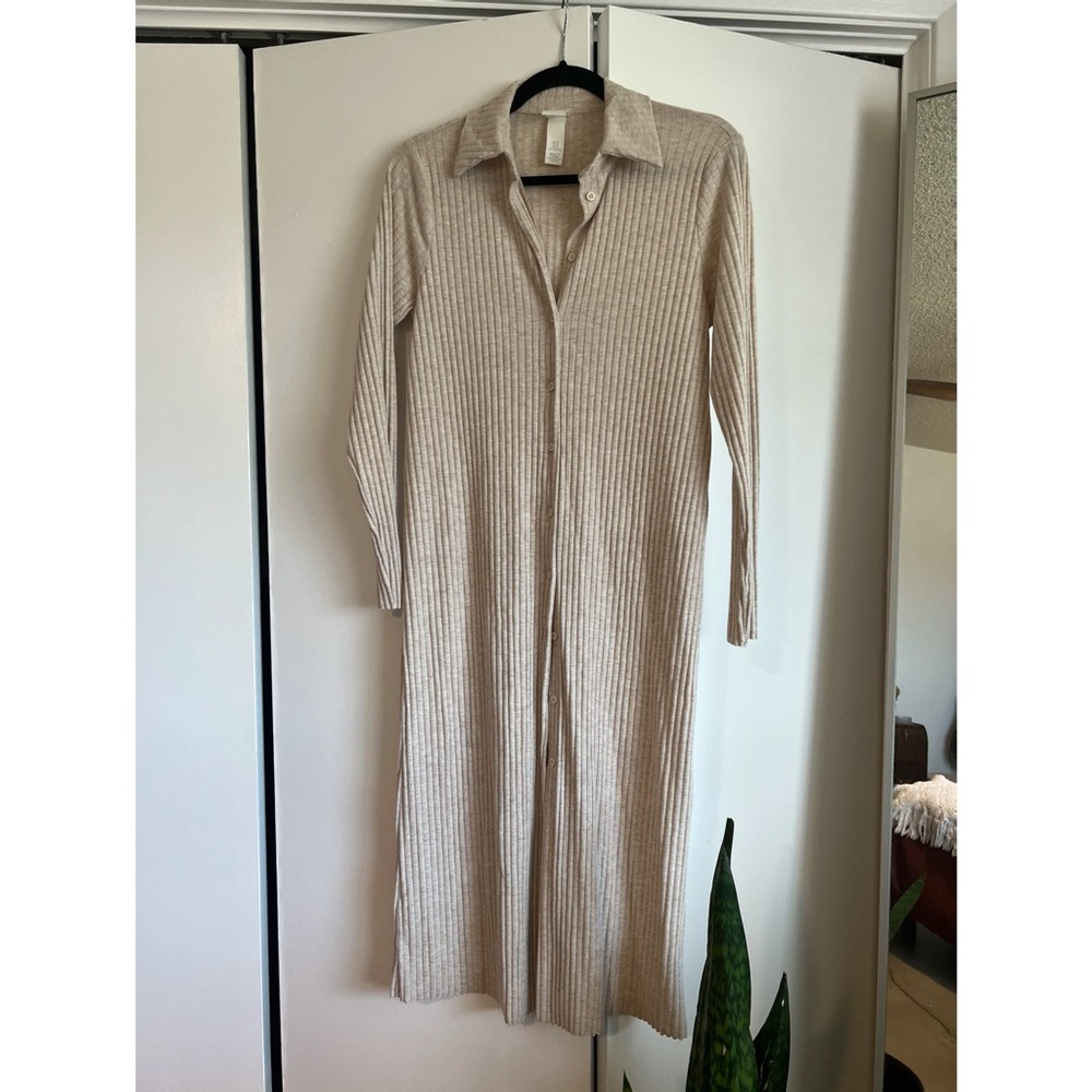 H&M oatmeal button up dress